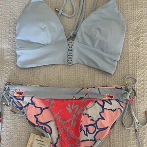 Maaji Light Blue and Pink Floral Bikini